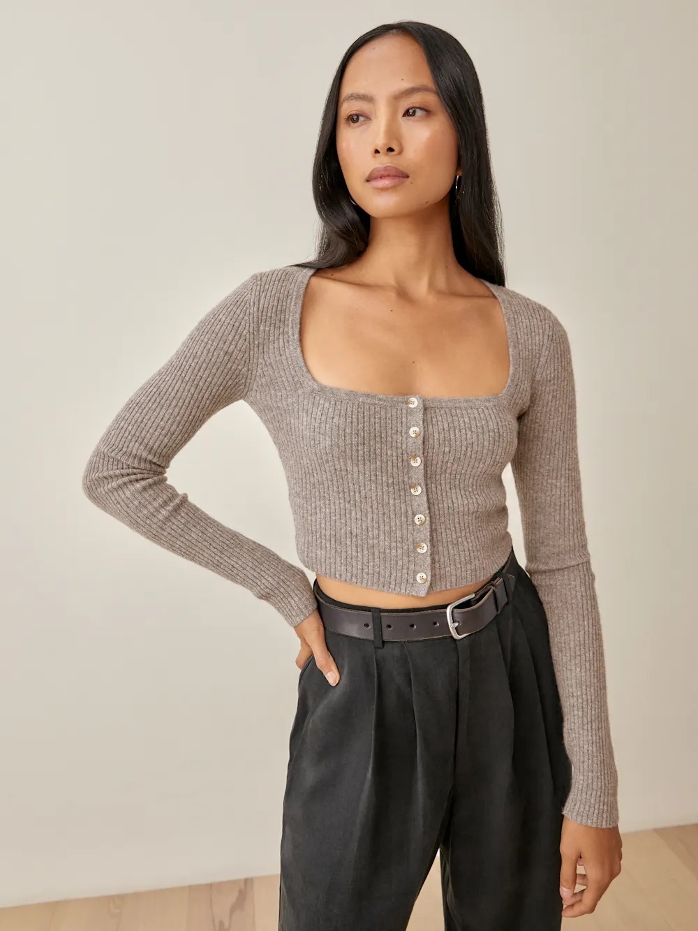 Reformation Idina Cashmere Cropped Cardigan